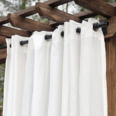 Sheer White Extra Wide Outdoor Curtain 120" Long   